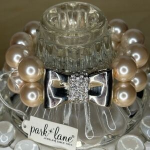 Park Lane Cream Pearl Bracelet with Silver Bow